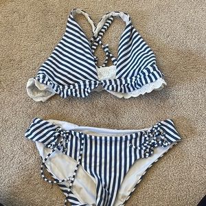 Blue and white stripped bikini!